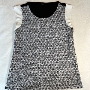 Ann Taylor Womens Short Sleeve Black and White Blouse Size Large